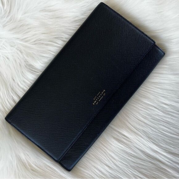 SMYTHSON of Bond Street Navy Blue Marshall Travel Wallet Passport Cardholder - Picture 1 of 10